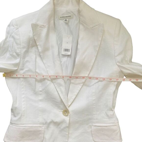 NWT Banana Republic CREAM One Button Sculpted Linen Blend Blazer SZ 8 New, MY23 - Picture 4 of 12
